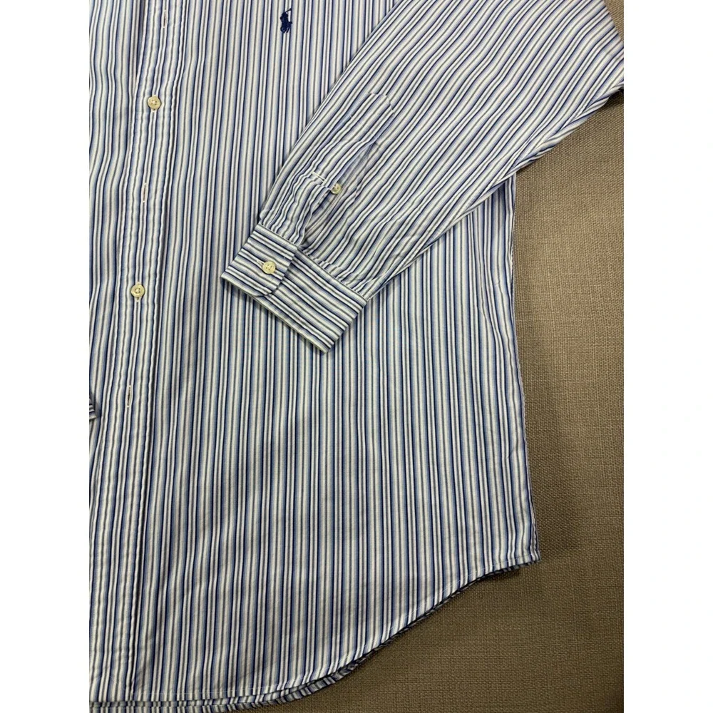 Polo Ralph Lauren Men's Blake White Blue Long Sleeve Button Down Size L